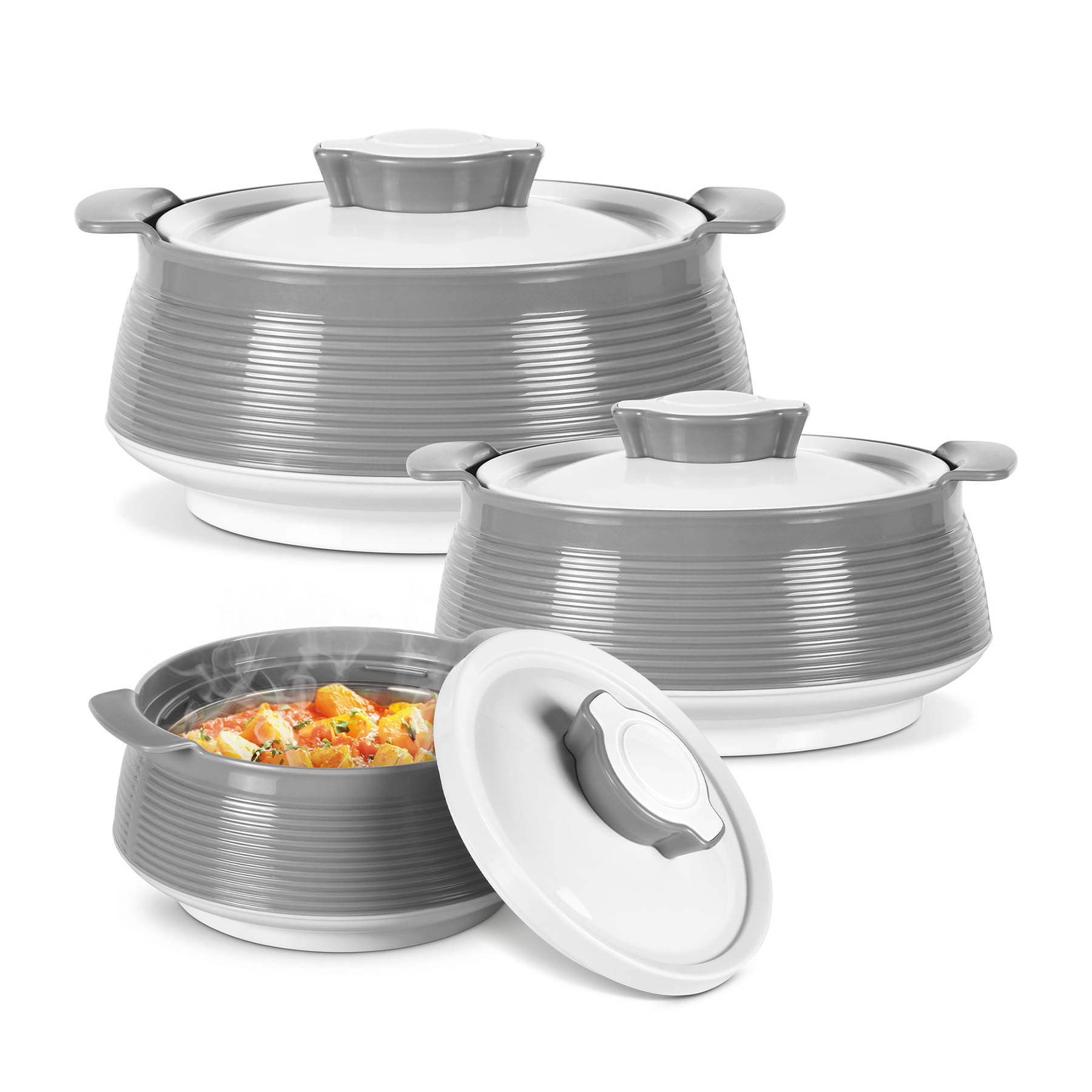     			Milton Venice Regular Insulated Inner Stainless Steel Casserole, Set of 3, (850 ml, 1.35 Litres, 1.85 Litres), Grey | BPA Free | Food Grade | Easy to Carry | Easy to Store | Ideal For Chapatti | Roti