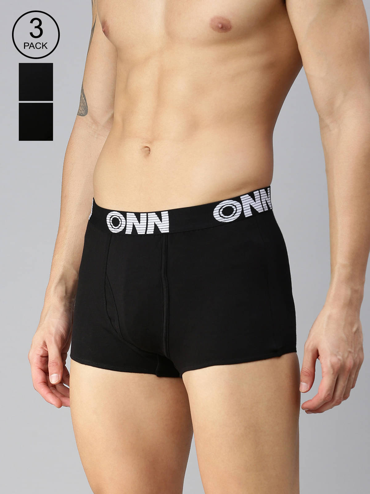     			ONN Pack of 3 Cotton Men's Trunks ( Black )