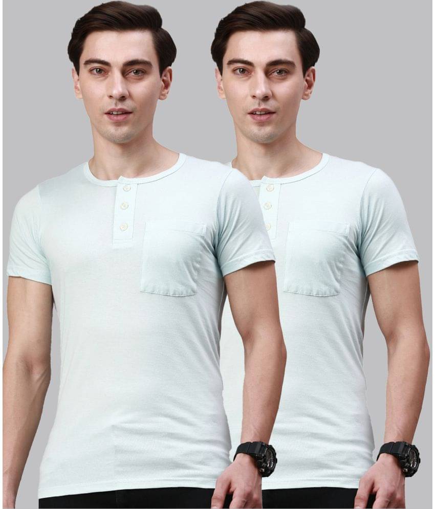     			Lux Cozi - Aqua Blue Cotton Regular Fit Men's T-Shirt ( Pack of 2 )