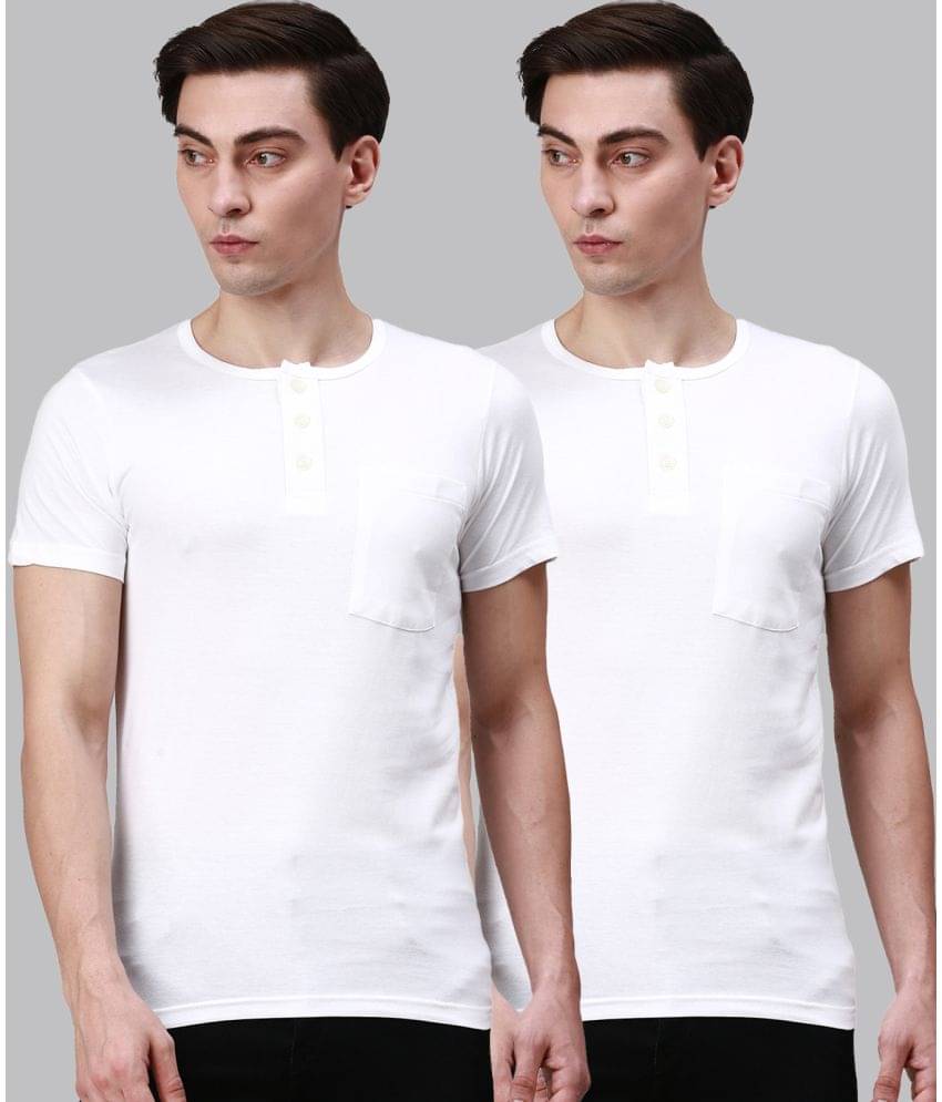 Lux Cozi - White Cotton Regular Fit Men's T-Shirt ( Pack of 2 ) Lux Cozi - White Cotton Regular Fit Men's T-Shirt ( Pack of 2 )