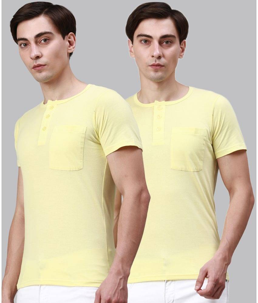     			Lux Cozi - Yellow Cotton Regular Fit Men's T-Shirt ( Pack of 2 )