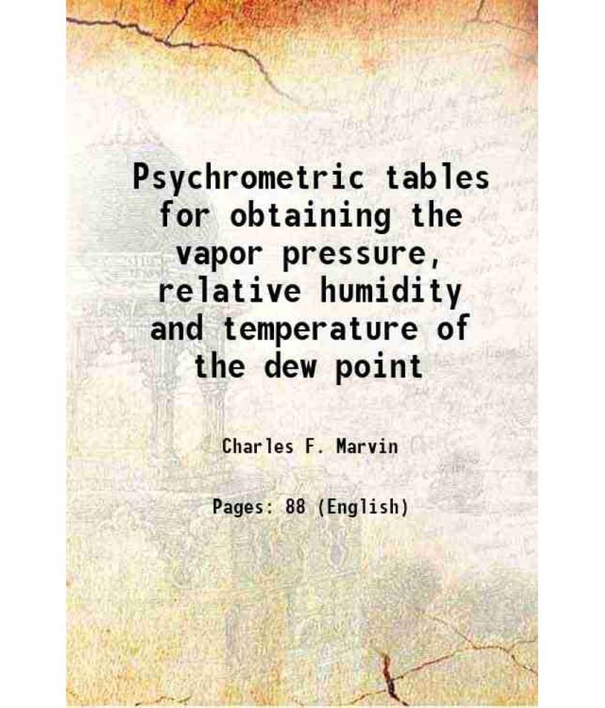     			Psychrometric tables for obtaining the vapor pressure, relative humidity and temperature of the dew point 1941