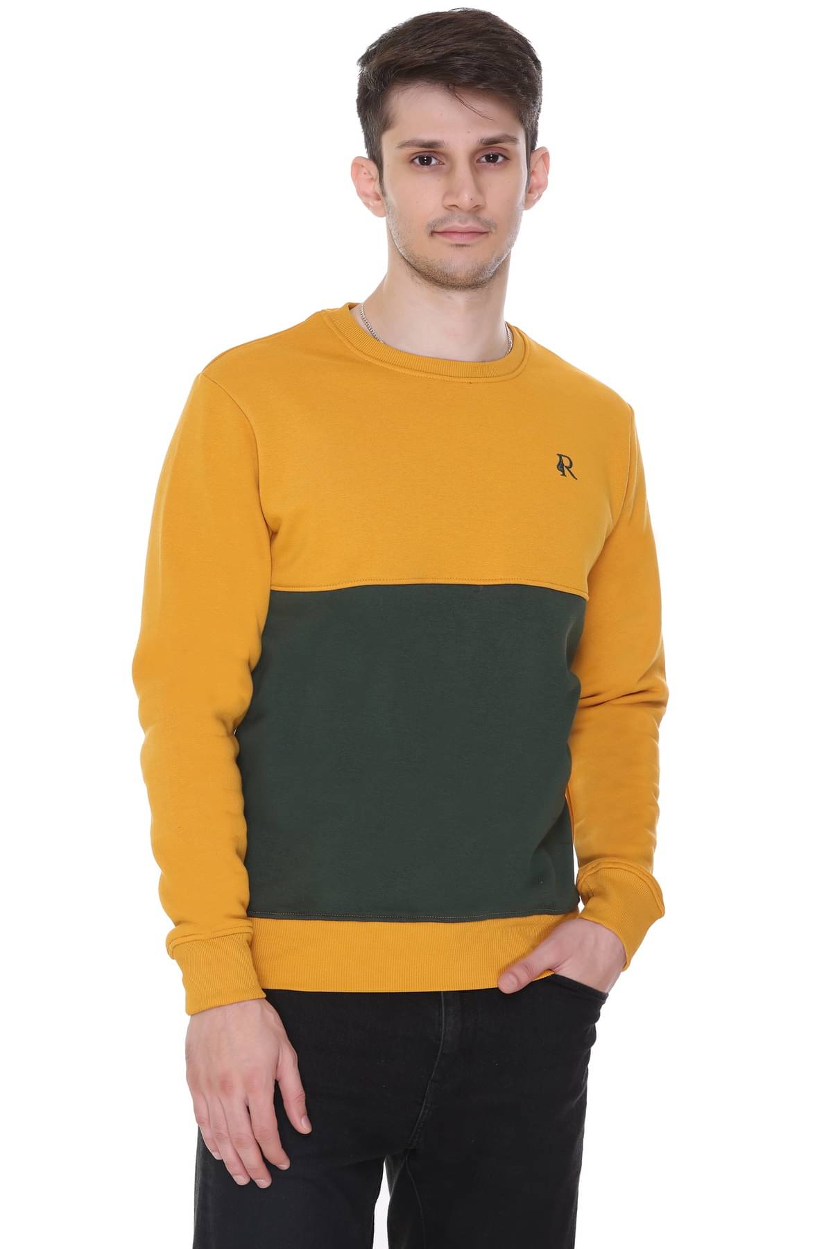 RF RAVES - Mustard Fleece Regular Fit Men's Sweatshirt ( Pack of 1 ) RF RAVES - Mustard Fleece Regular Fit Men's Sweatshirt ( Pack of 1 )