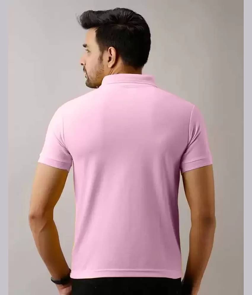 SKYRISE Pack of 1 Cotton Blend Slim Fit Solid Half Sleeves Men's Polo T Shirt ( Pink )