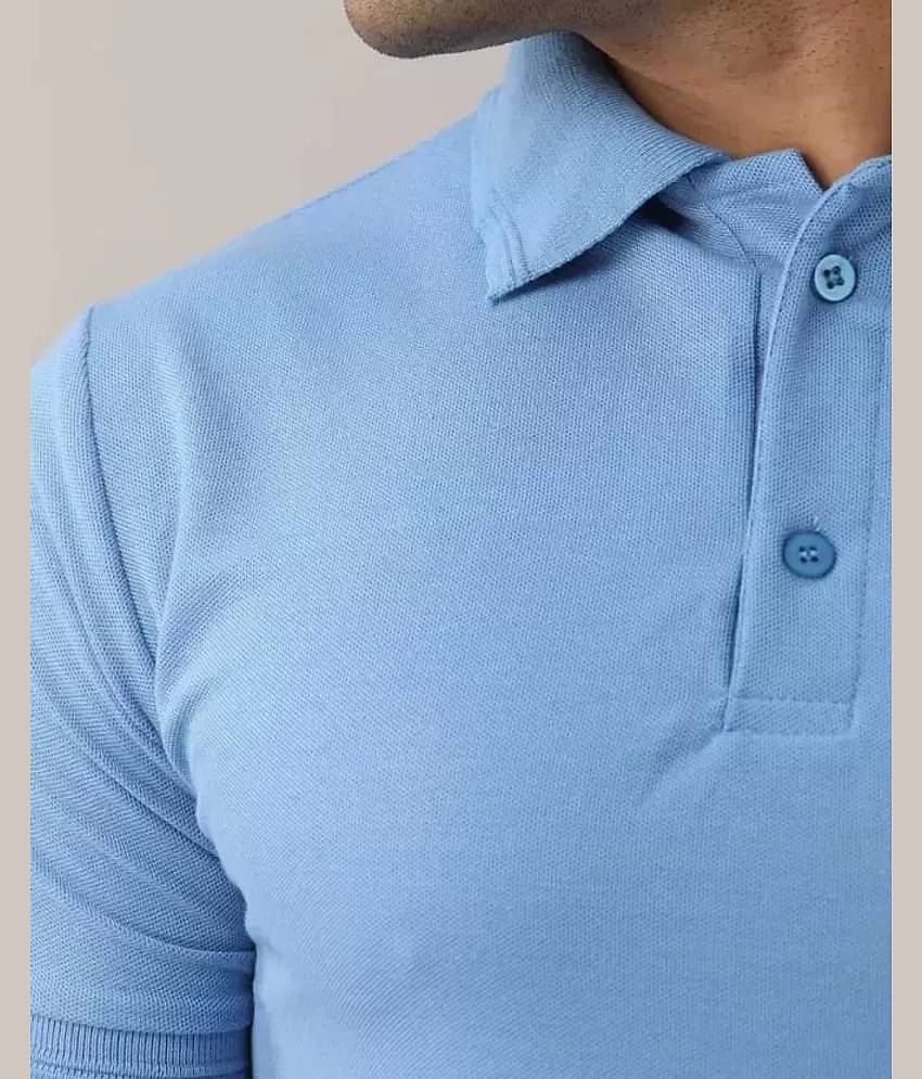 SKYRISE Pack of 1 Cotton Blend Slim Fit Solid Half Sleeves Men's Polo T Shirt ( Turquoise )