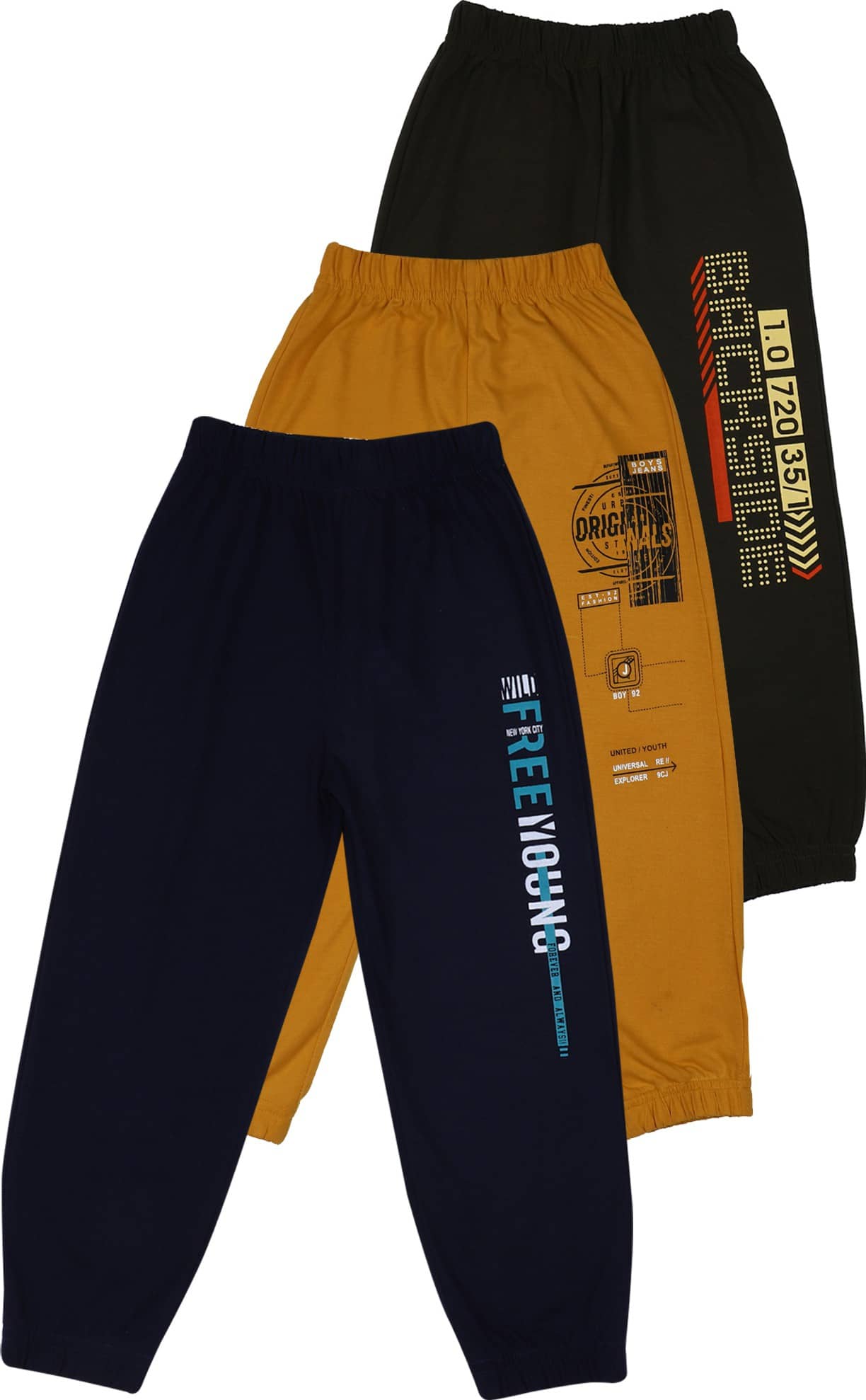 Cremlin Clothing Pack of 3 Boys Cotton Blend Trackpant ( Multi ) - Track Pants | Buy online on ZillyBuy