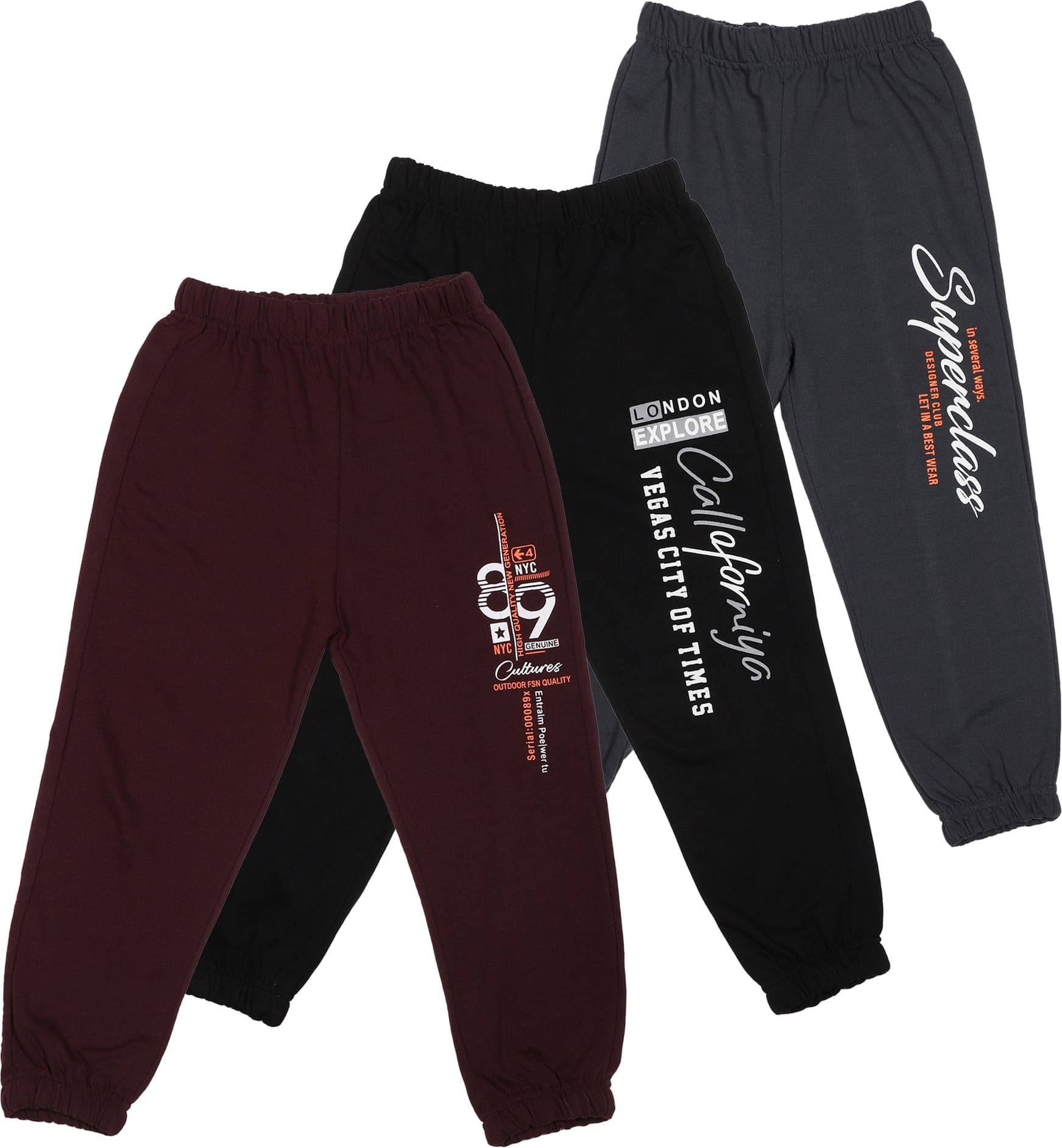     			Cremlin Clothing Pack of 3 Boys Cotton Blend Trackpant ( Multicolor )