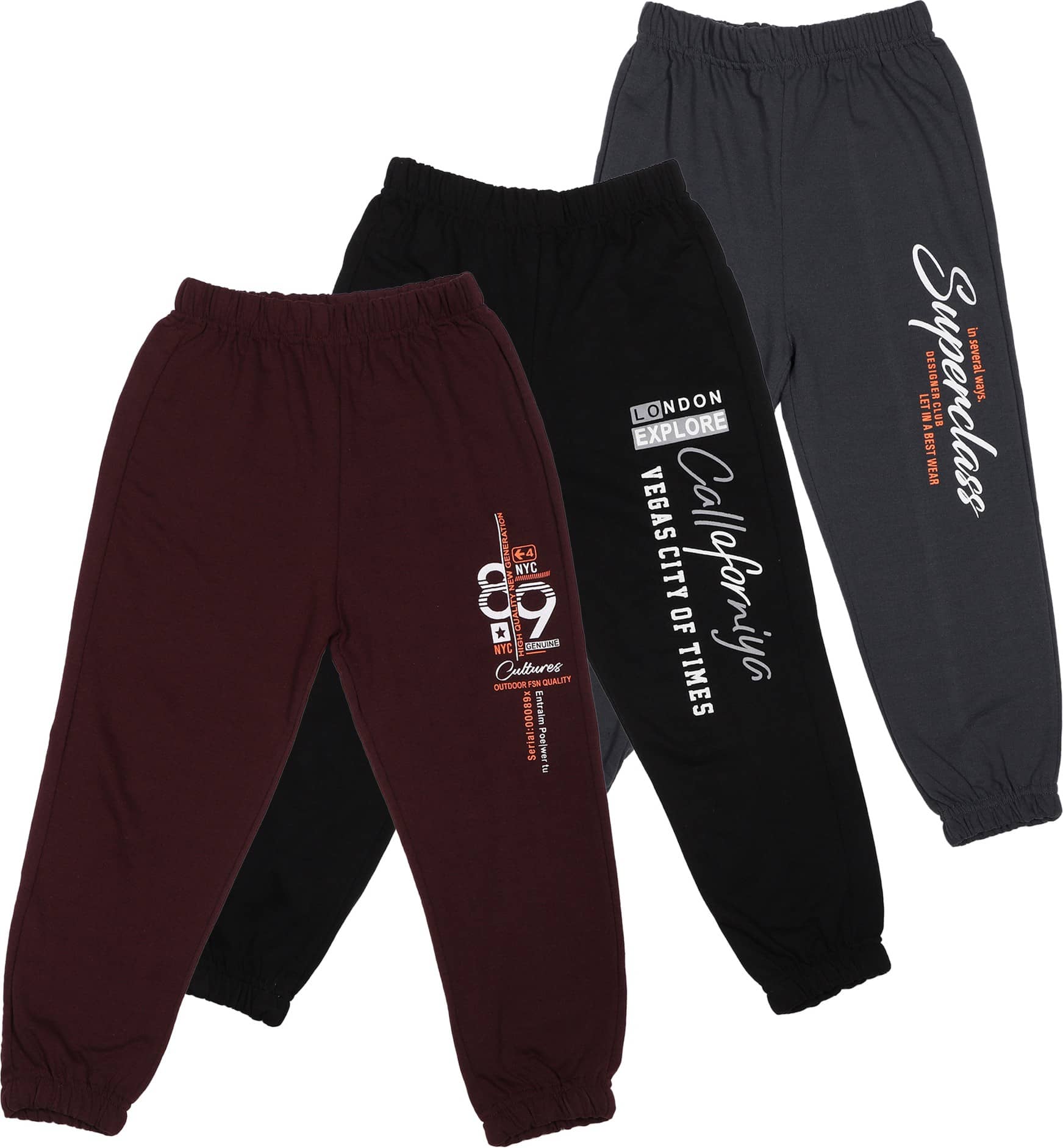 Cremlin Clothing Pack of 3 Boys Cotton Blend Trackpant ( Multicolor ) - Track Pants | Buy online on ZillyBuy