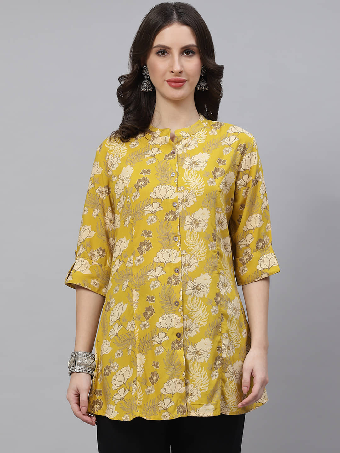 Divena - Mustard Rayon Women's Ethnic A-Line Top ( Pack of 1 ) - Kurtis, Tunics | Buy online on ZillyBuy
