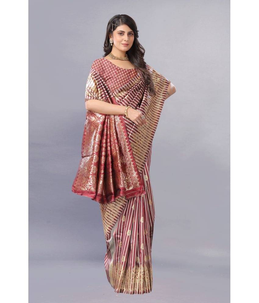 Gazal Fashions Banarasi Silk Embellished Saree With Unstitched Blouse Piece ( Multicolour ) Gazal Fashions Banarasi Silk Embellished Saree With Unstitched Blouse Piece ( Multicolour )