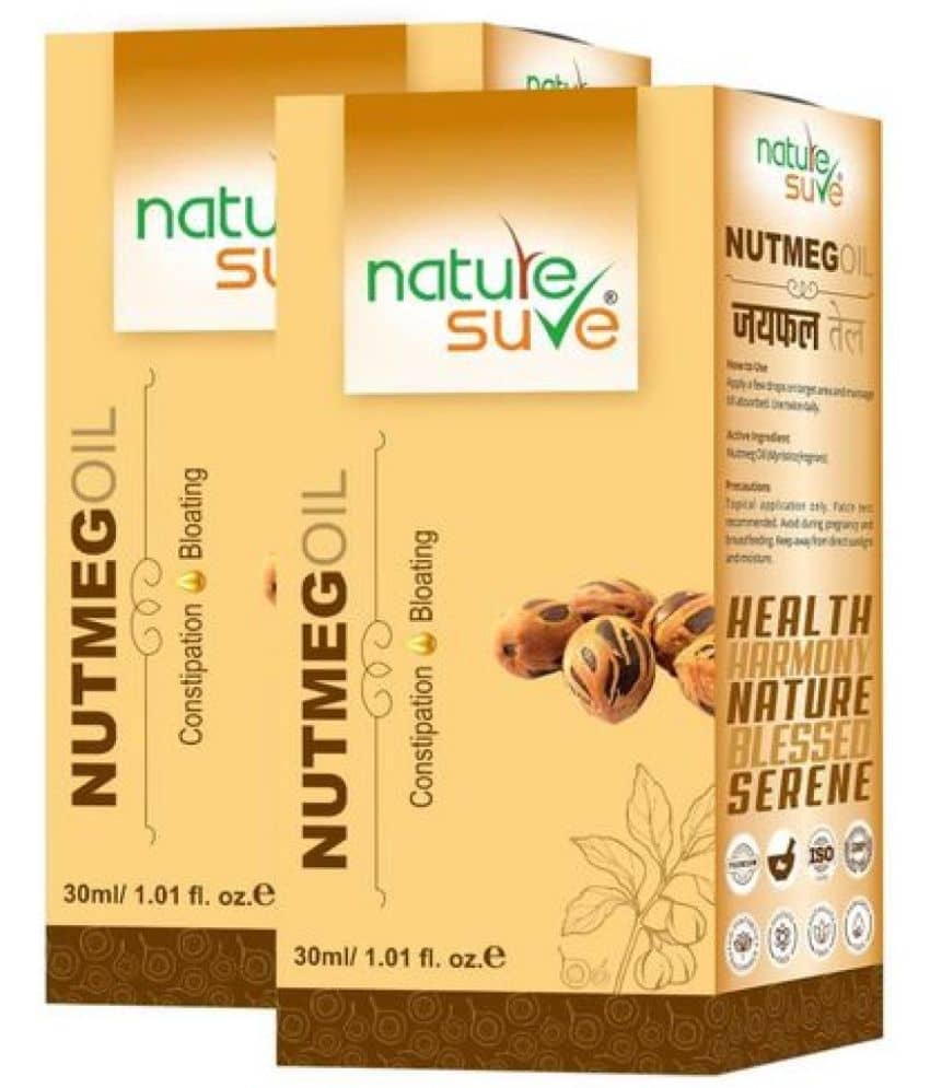 Nature Sure Nutmeg Jaiphal Oil for Bloating & Constipation in Men & Women - 2 Packs (30ml Each)