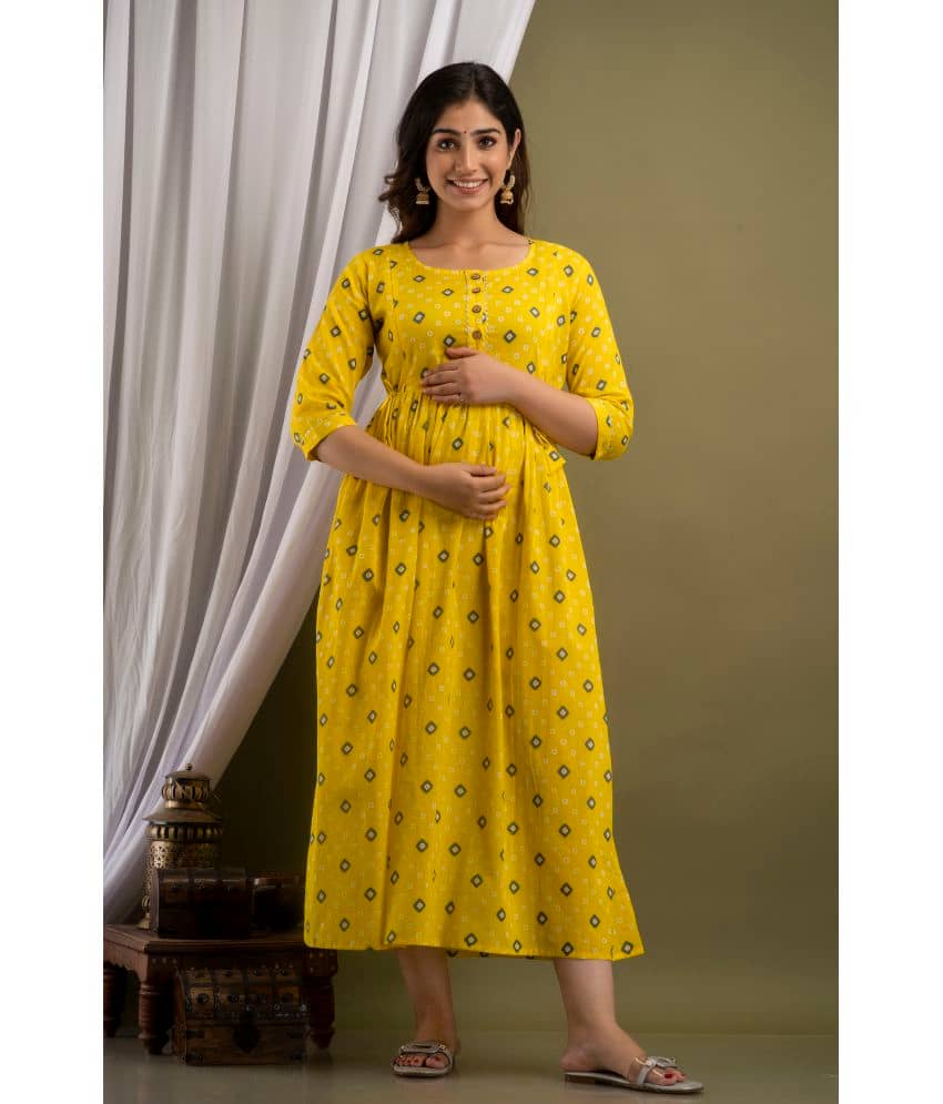 Nevisha Style Yellow Cotton Maternity Kurta