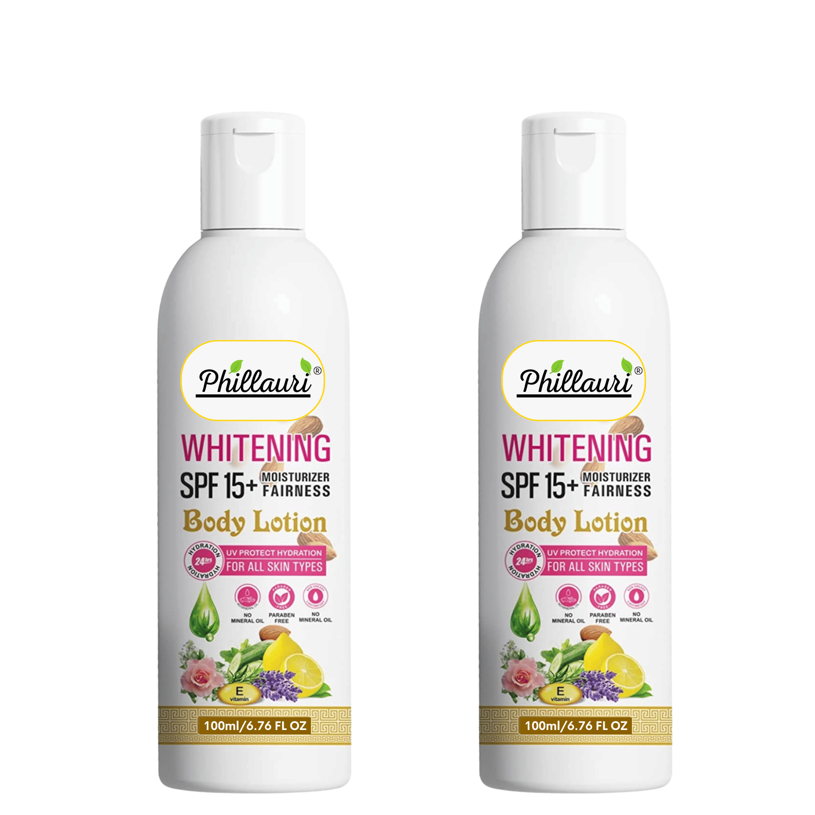 Phillauri Body Lotion for Very Dry Skin, Nourishing Body Milk with Almond Oil & Vitamin E (100 ml) Pack of 2