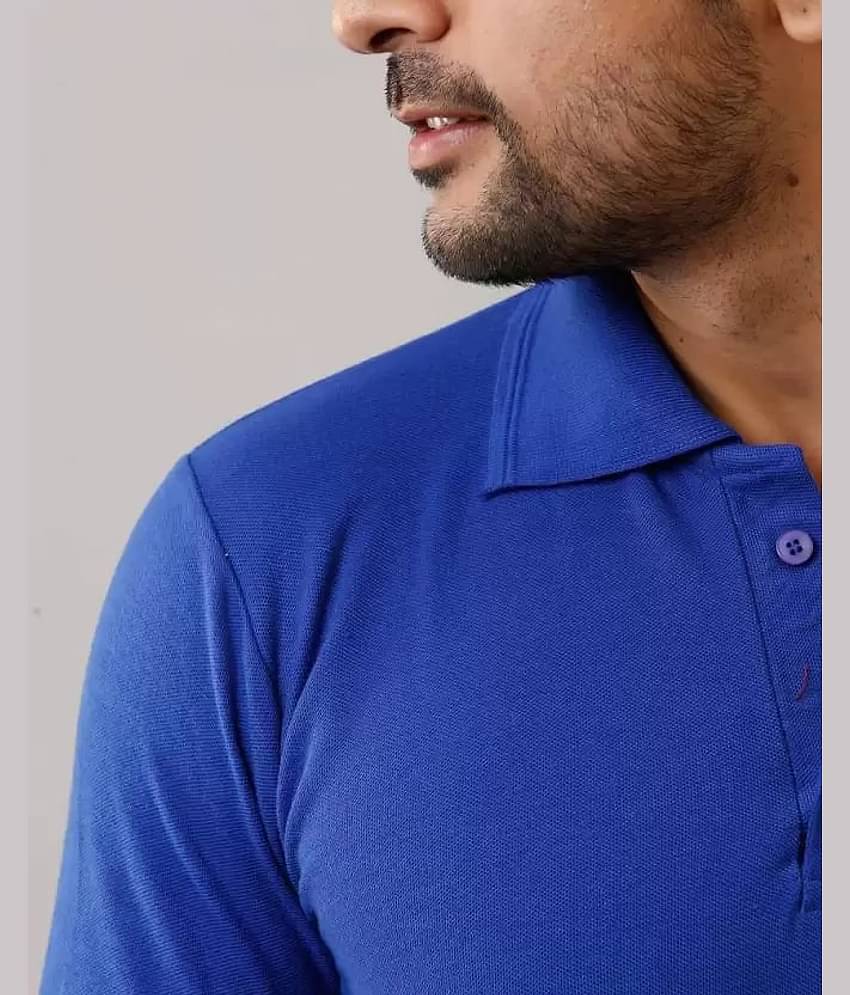SKYRISE - Blue Cotton Blend Slim Fit Men's Polo T Shirt ( Pack of 1 )