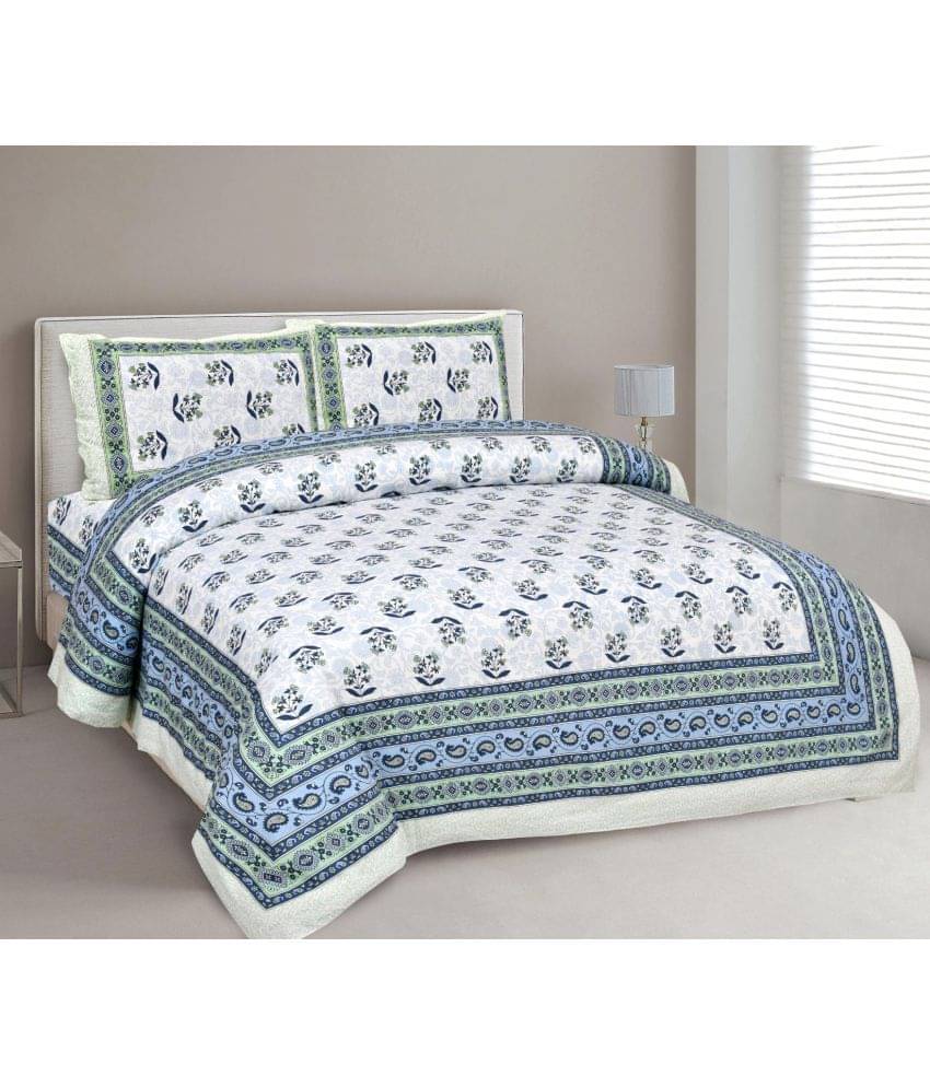 Uniqchoice - Blue Cotton Double Bedsheet with 2 Pillow Covers     			Uniqchoice - Blue Cotton Double Bedsheet with 2 Pillow Covers