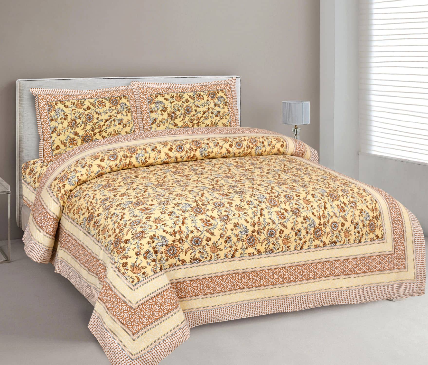 Uniqchoice Cotton King Bedsheet ( Yellow )