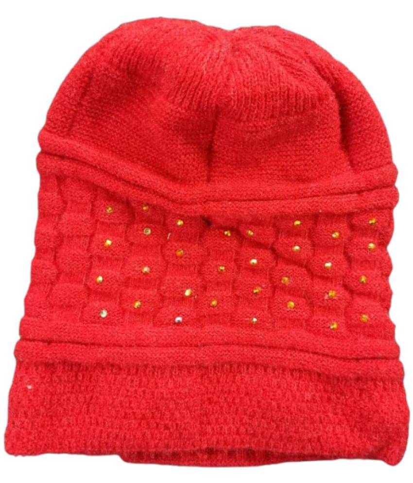     			Whyme Fashion - Red Woollen Women's Cap ( Pack of 1 )