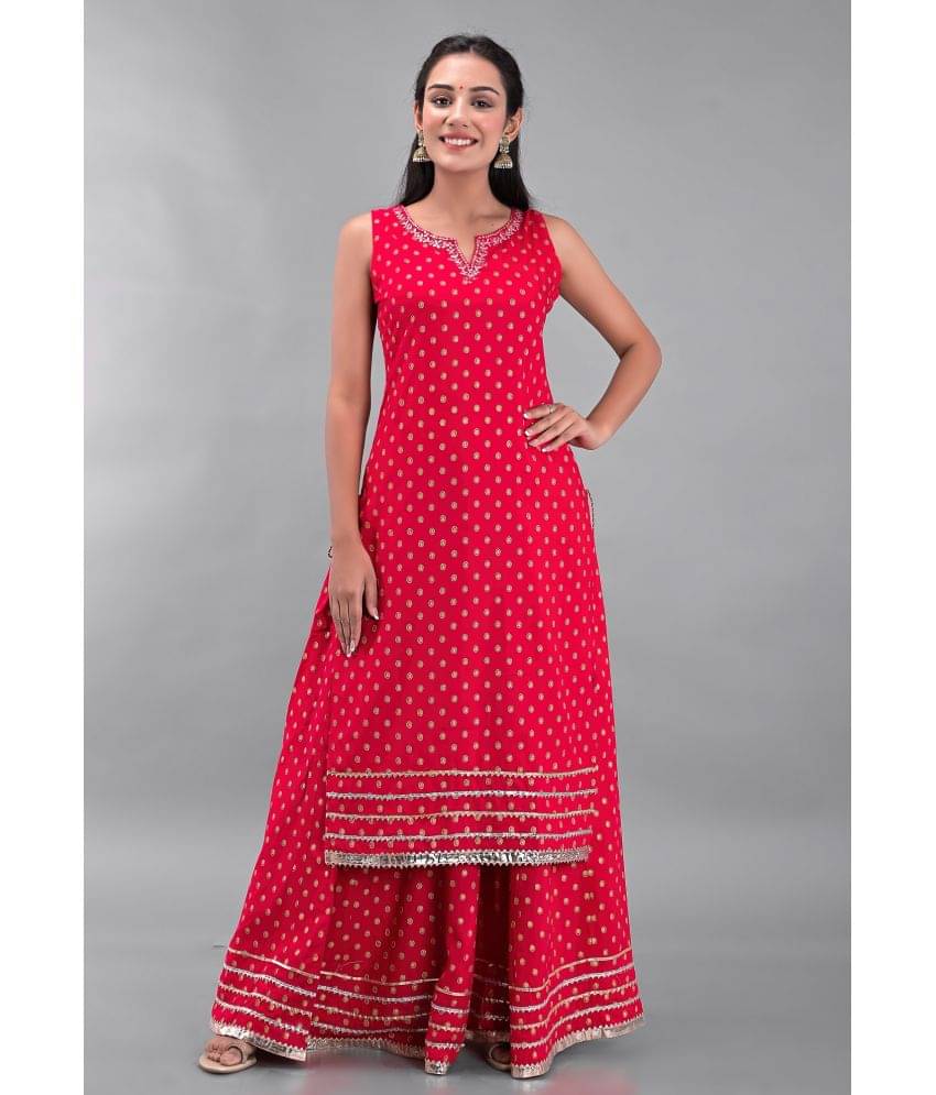     			Clothy N Wave - Red Straight Rayon Women's Stitched Salwar Suit ( Pack of 1 )