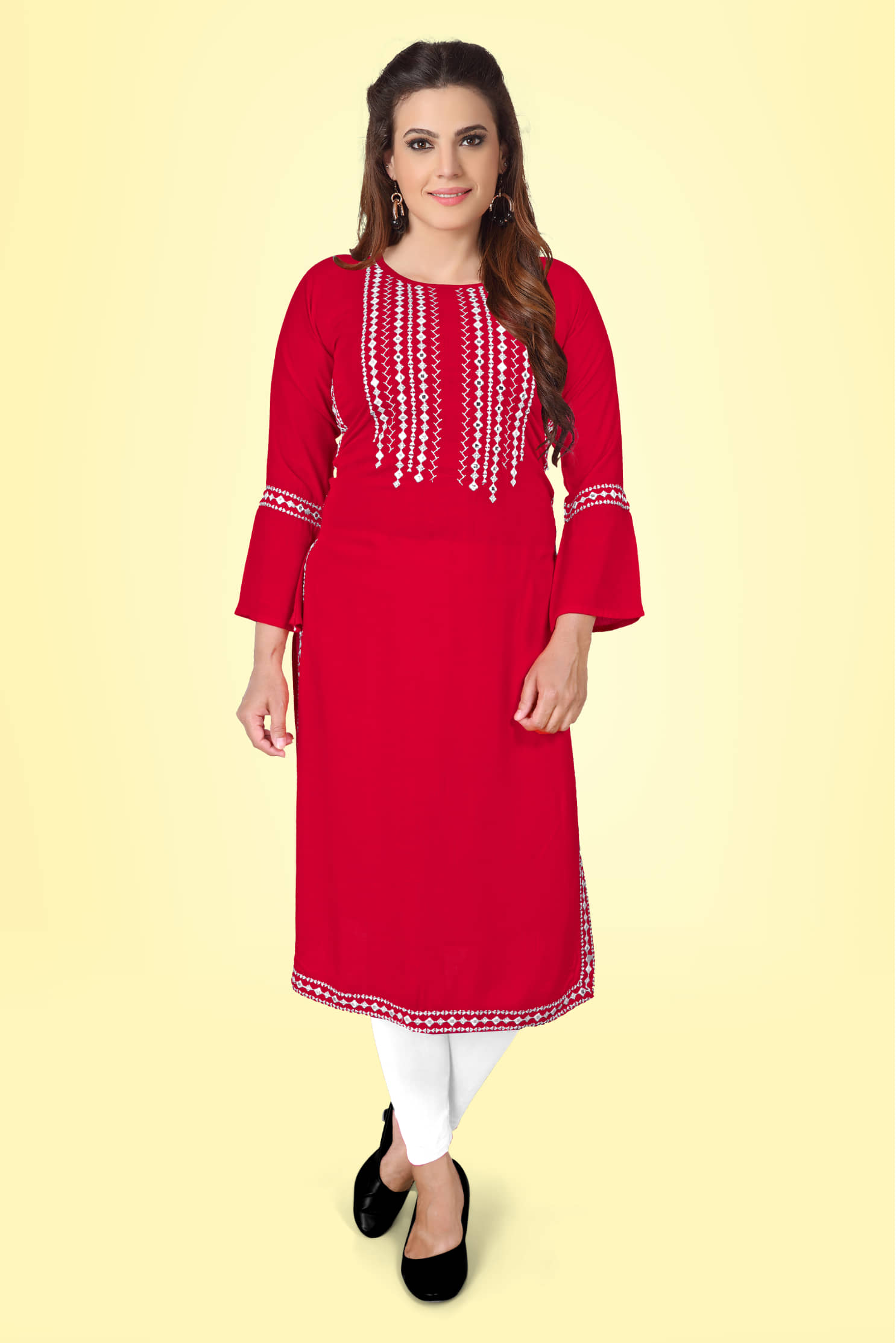 Kapadia - Red Rayon Women's Straight Kurti ( Pack of 1 ) - Kurtis, Tunics | Buy online on ZillyBuy