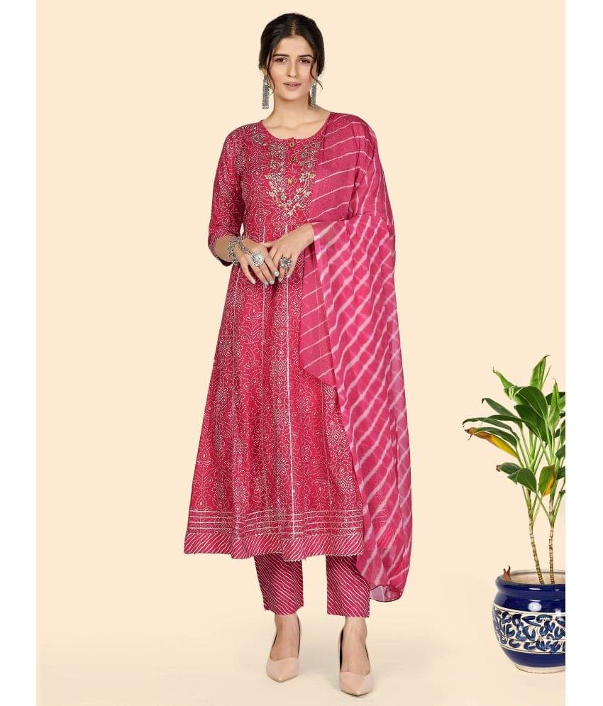     			Vbuyz - Pink Anarkali Cotton Women's Stitched Salwar Suit ( Pack of 1 )