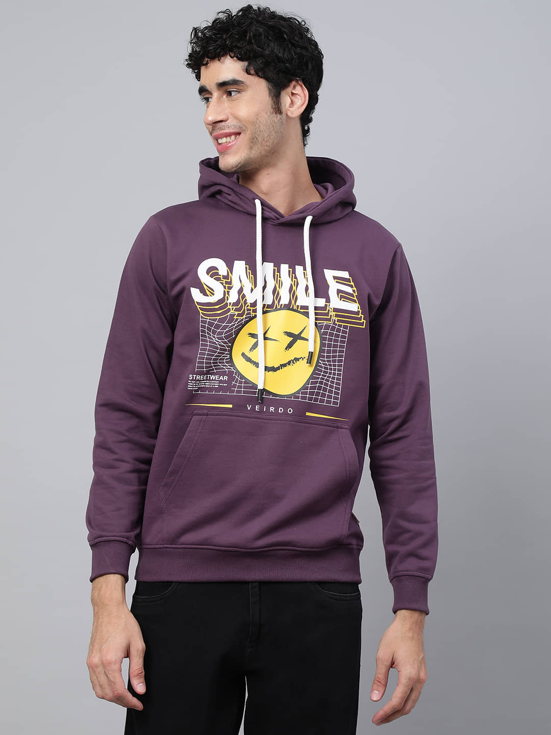 Veirdo - Purple Fleece Regular Fit Men's Sweatshirt ( Pack of 1 )