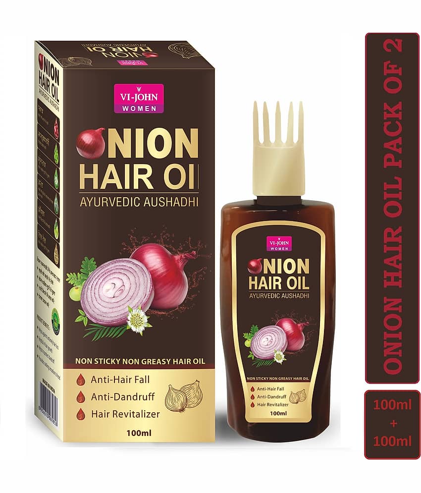 VI-JOHN Onion Hair Oil for hair Growth Ayurvedic Aushadhi 100ml Each -(200ml) Pack of 2