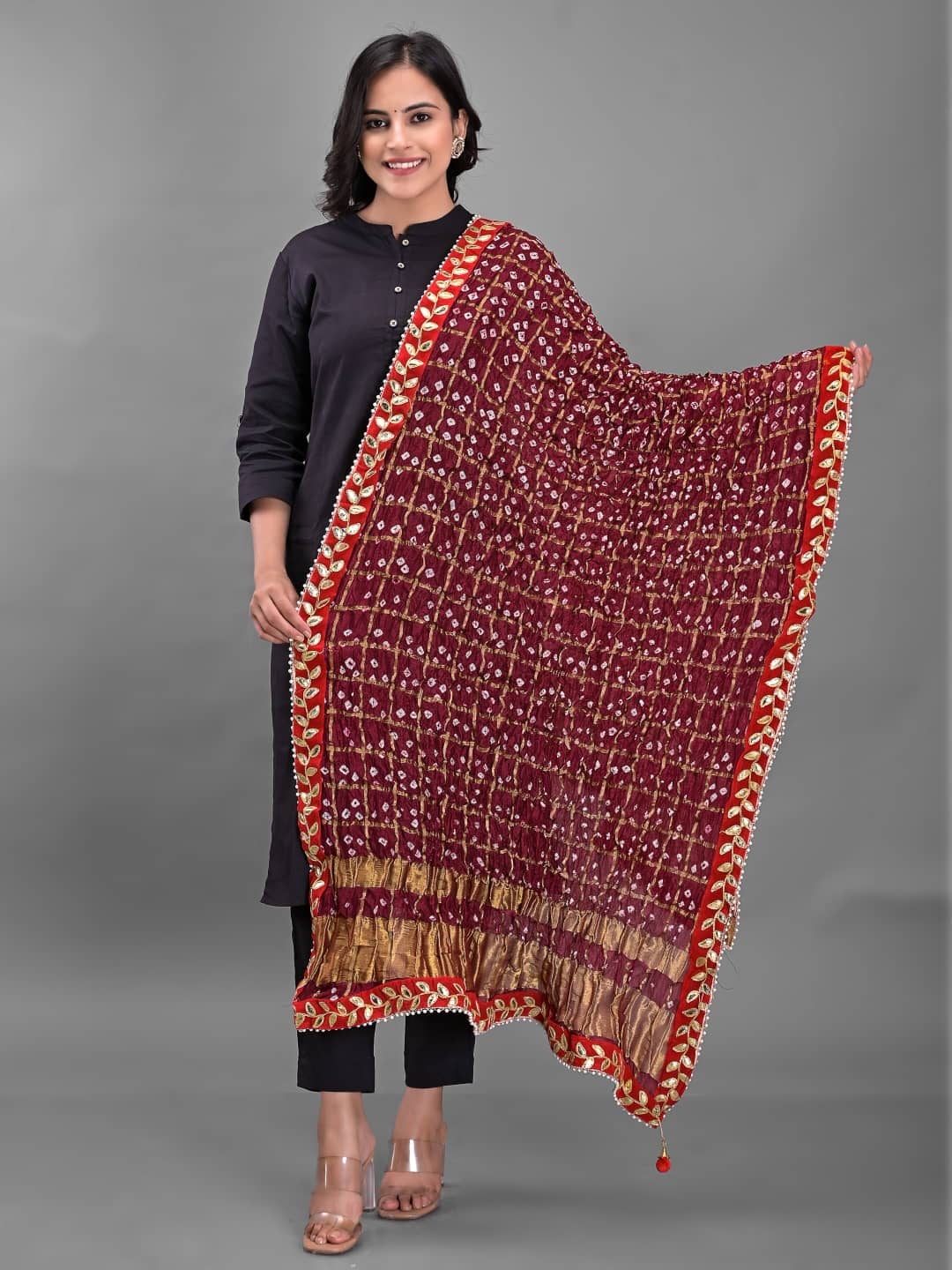 Apratim - Maroon Silk Women's Dupatta - ( Pack of 1 ) - Dupattas & Shawls | Buy online on ZillyBuy