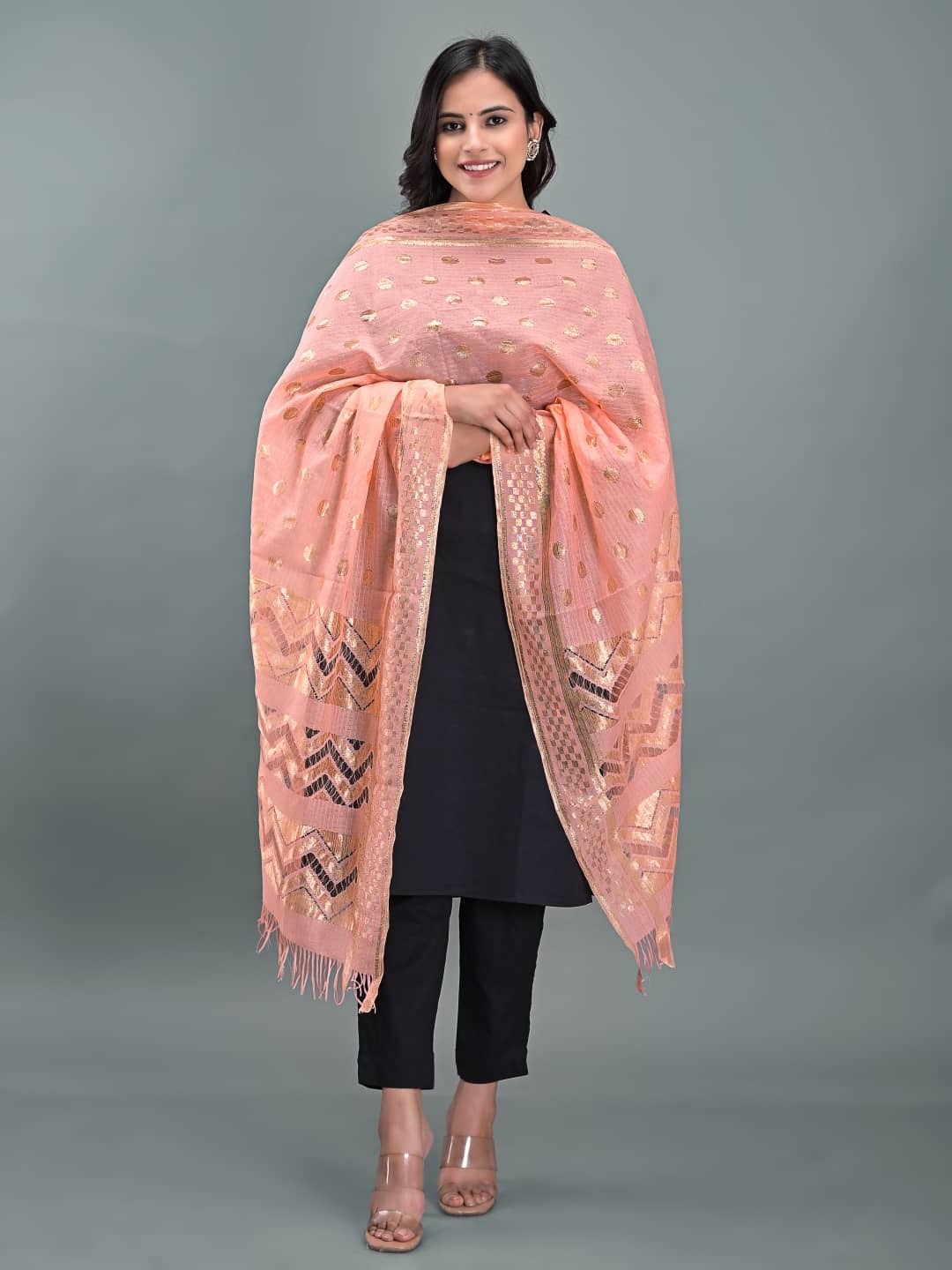 Apratim - Peach Silk Women's Dupatta - ( Pack of 1 ) - Dupattas & Shawls | Buy online on ZillyBuy