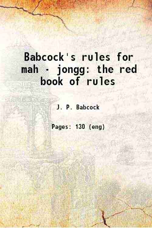     			Babcock's rules for mah - jongg the red book of rules 1923 [Hardcover]