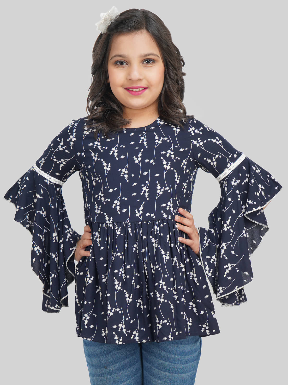 Being Naughty Pack of 1 Girls Rayon Top ( Navy Blue )