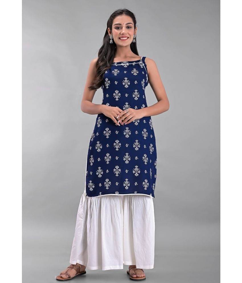     			Clothy N Wave - Blue Straight Rayon Women's Stitched Salwar Suit ( Pack of 1 )