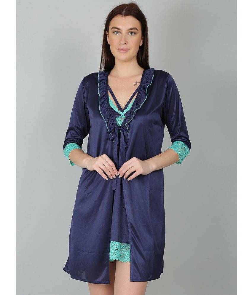     			N-Gal - Blue Satin Women's Nightwear Robes ( Pack of 1 )