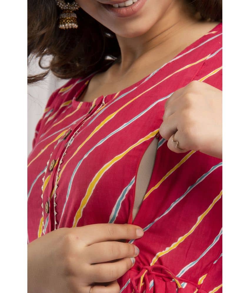 Nevisha Style Pink Cotton Maternity Kurta
