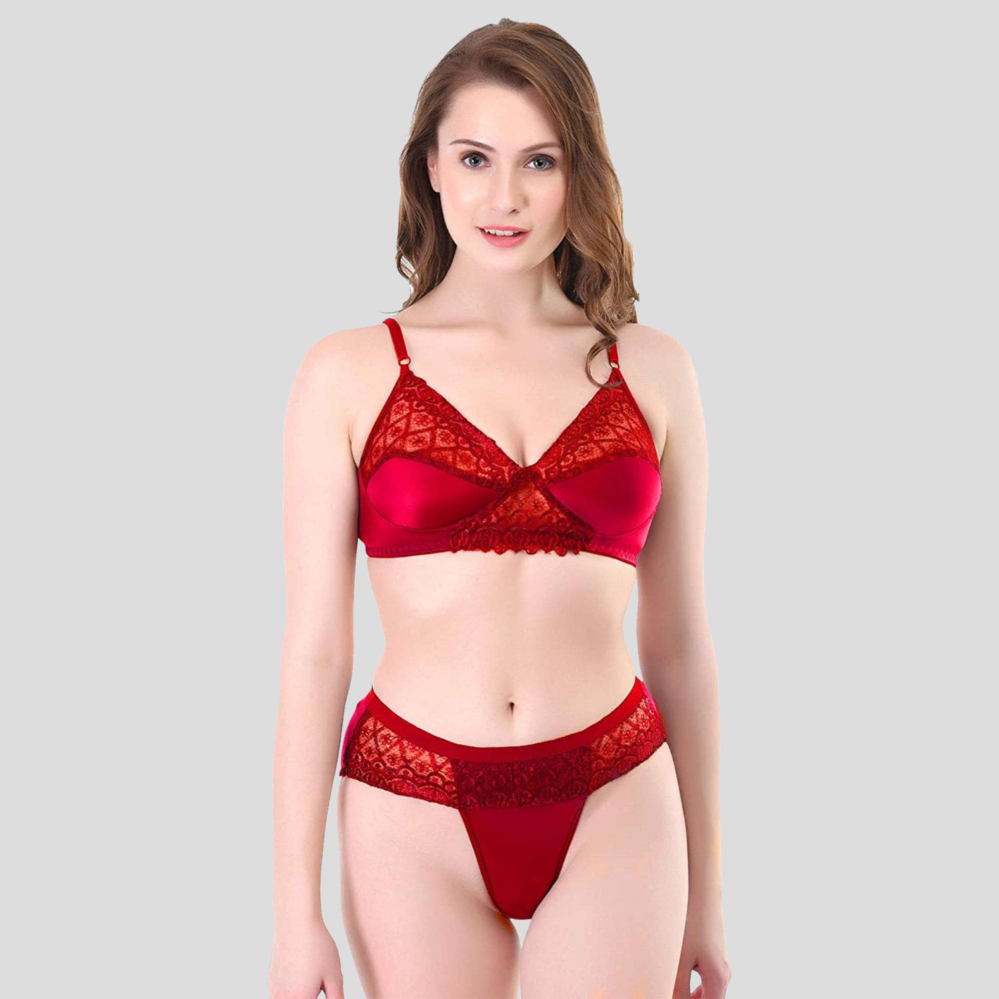     			TCG Cotton Blend Women's Bra & Panty Set ( Red )