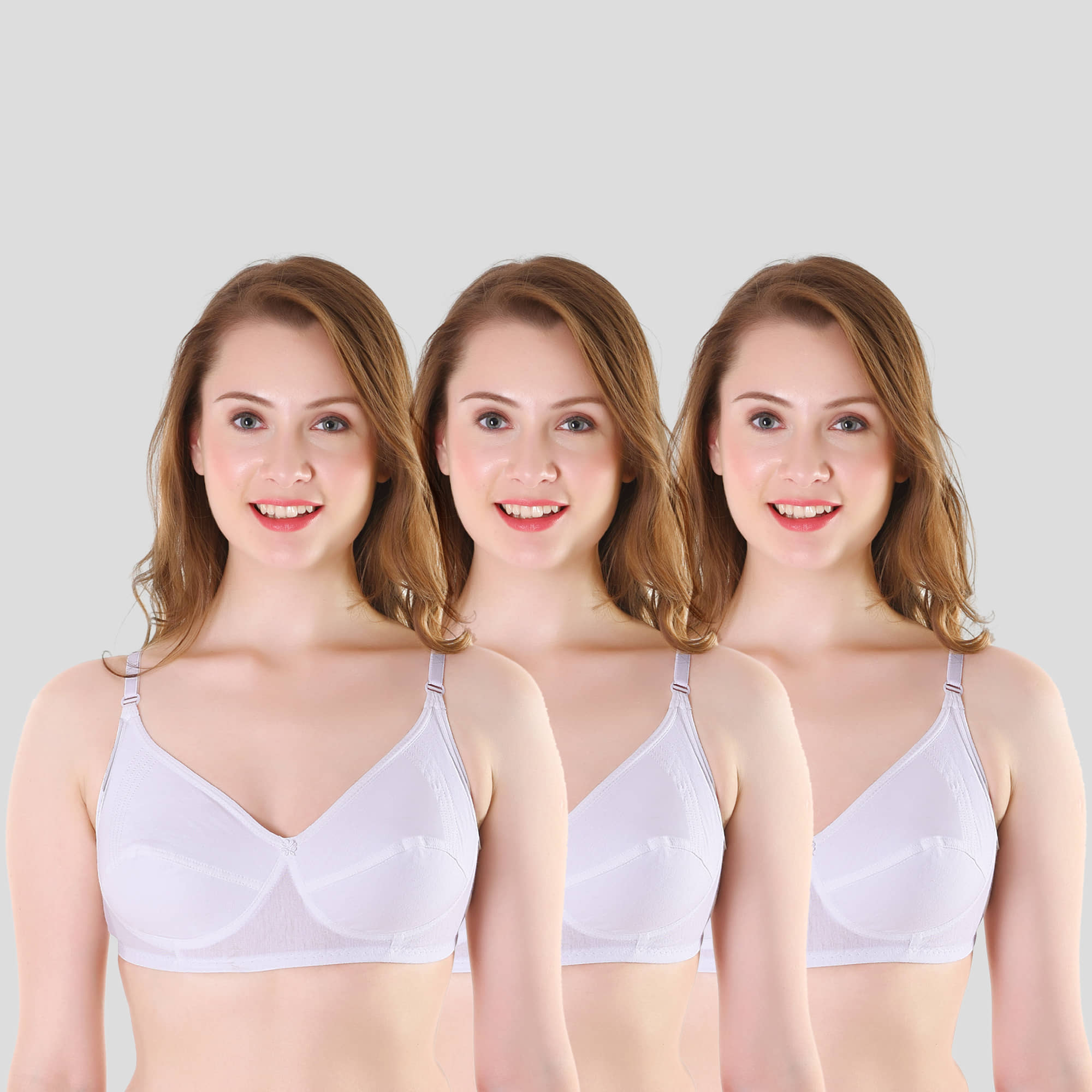 TCG Pack of 3 Cotton Non Padded Women's Everyday Bra ( White )