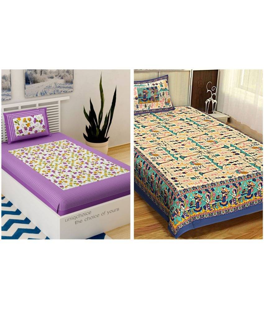 Uniqchoice Cotton Single Bedsheet ( Multicolor ) Uniqchoice Cotton Single Bedsheet ( Multicolor )