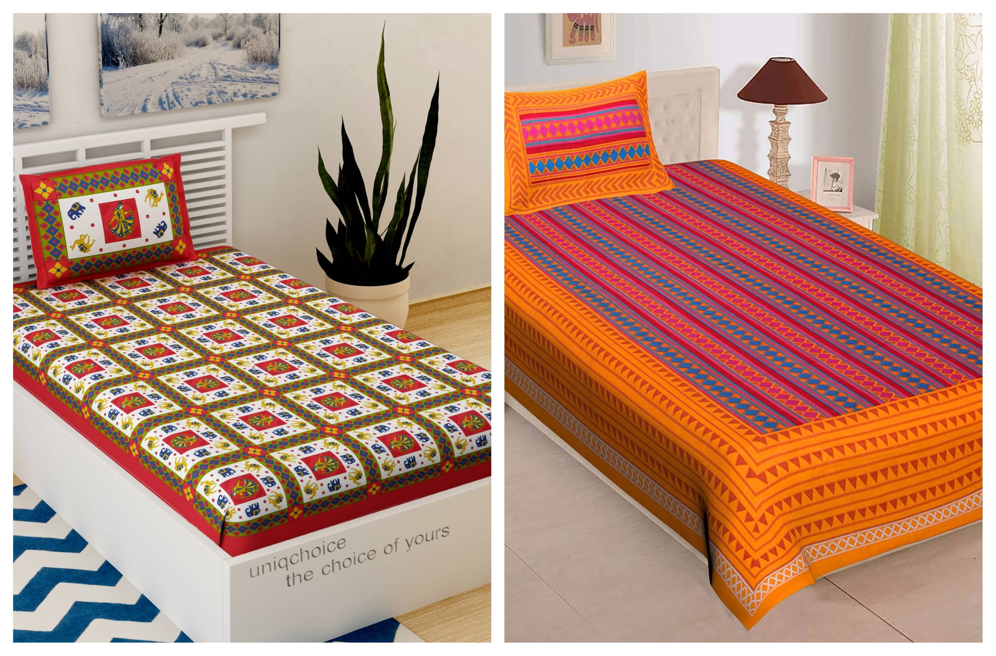 Uniqchoice Cotton Single Bedsheet ( Multicolor ) Uniqchoice Cotton Single Bedsheet ( Multicolor )