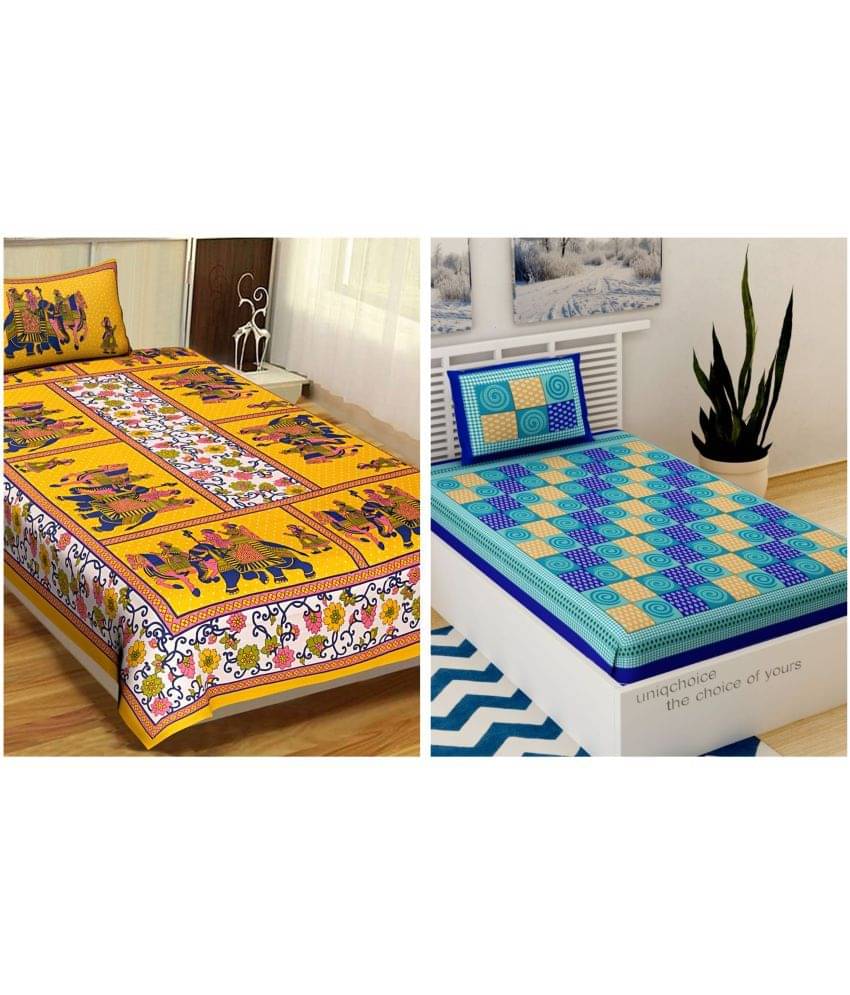     			Uniqchoice Cotton Single Bedsheet ( Multicolor )