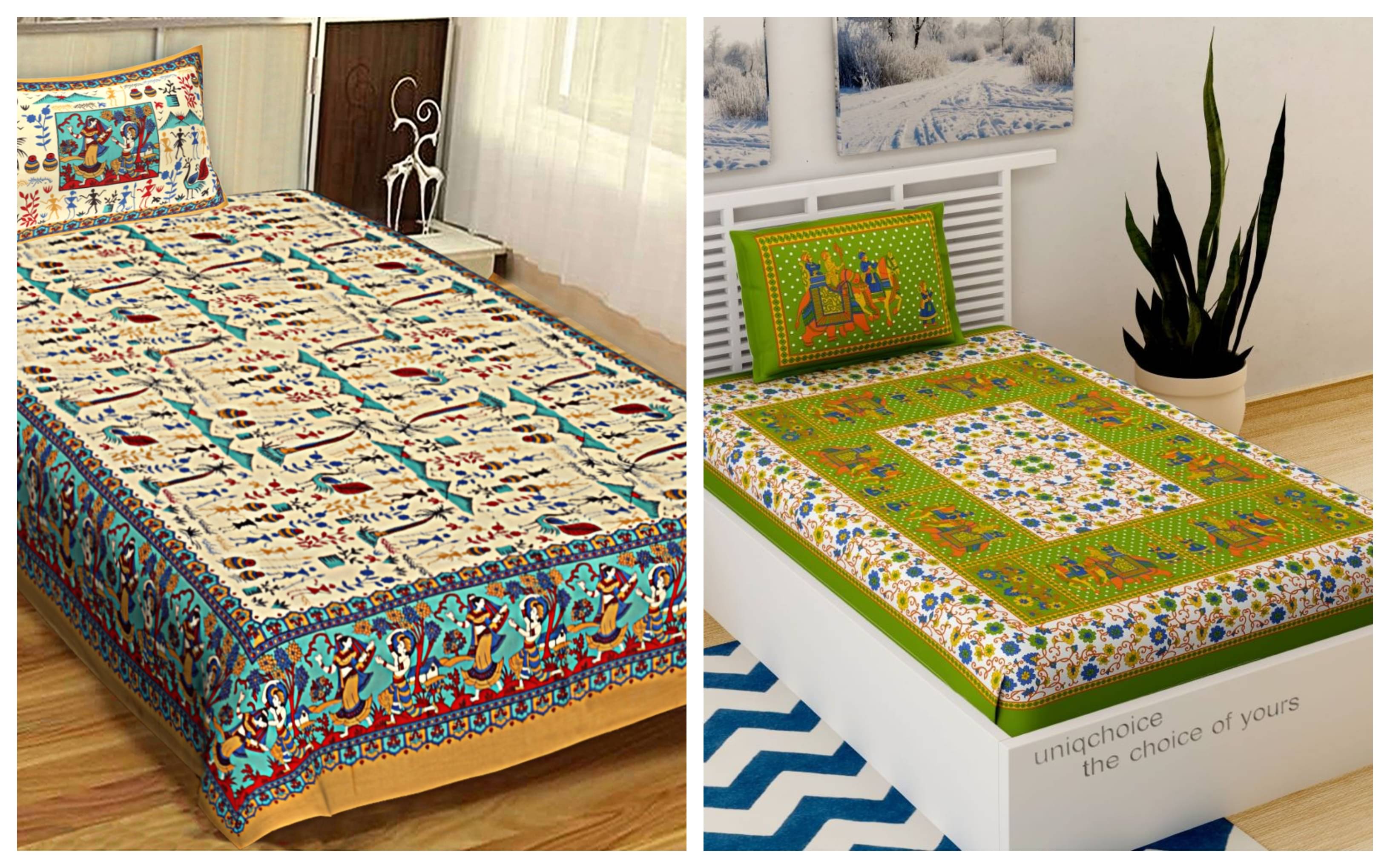     			Uniqchoice Cotton Single Bedsheet ( Multicolor )