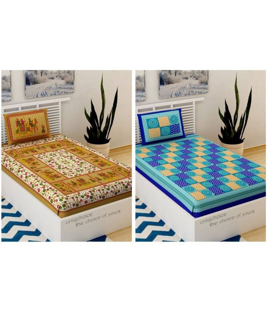     			Uniqchoice Cotton Single Bedsheet ( Multicolor )