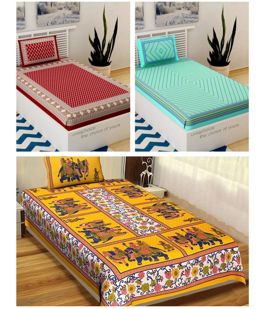     			Uniqchoice Cotton Single Bedsheet ( Multicolor )