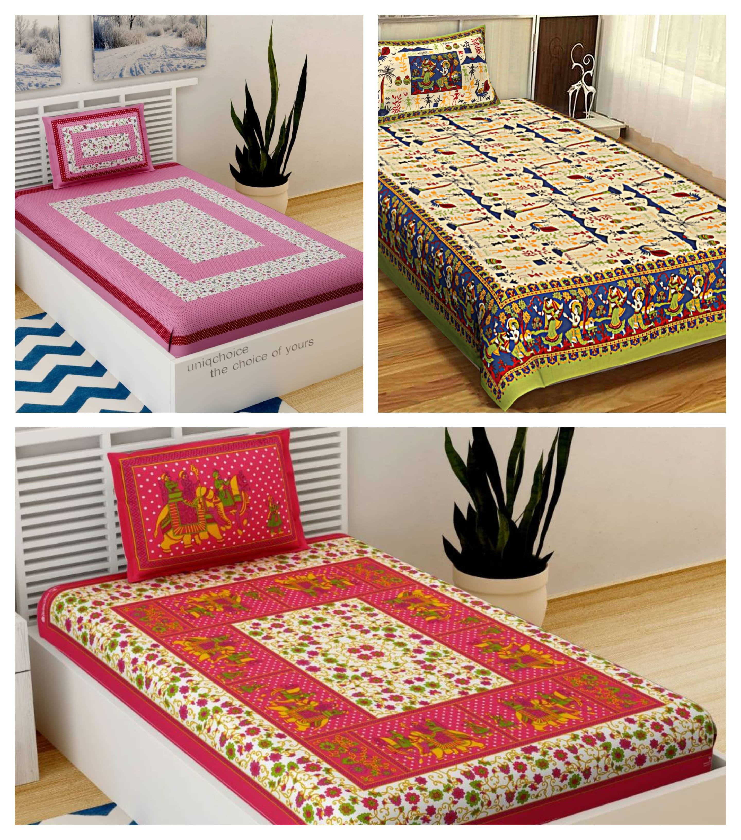 Uniqchoice Cotton Single Bedsheet ( Multicolor ) Uniqchoice Cotton Single Bedsheet ( Multicolor )