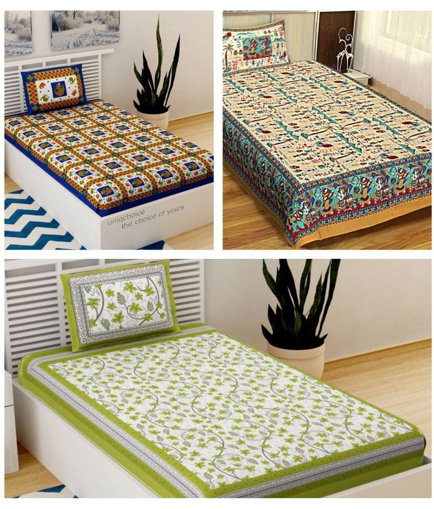     			Uniqchoice Cotton Single Bedsheet ( Multicolor )