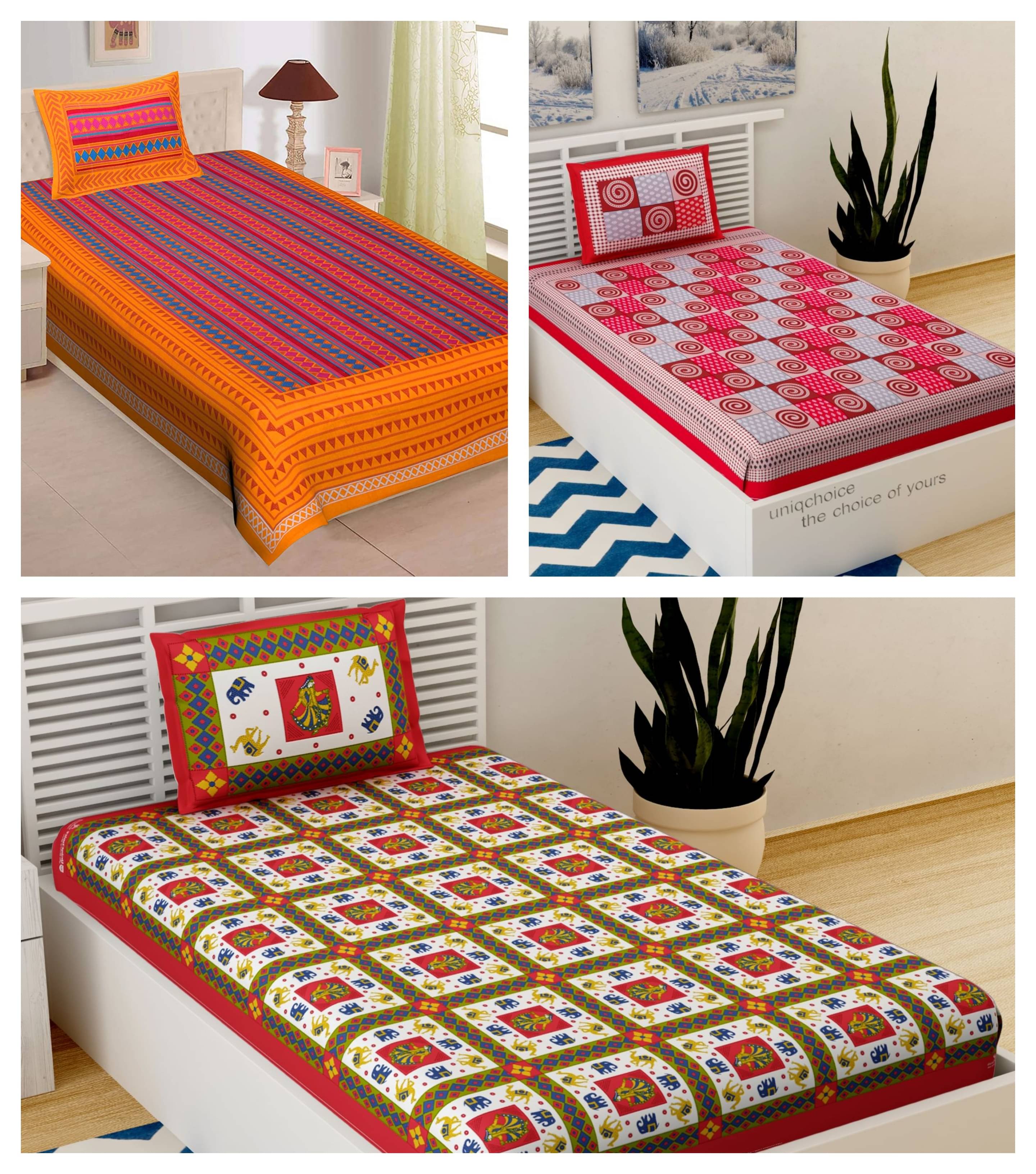 Uniqchoice Cotton Single Bedsheet ( Multicolor )     			Uniqchoice Cotton Single Bedsheet ( Multicolor )