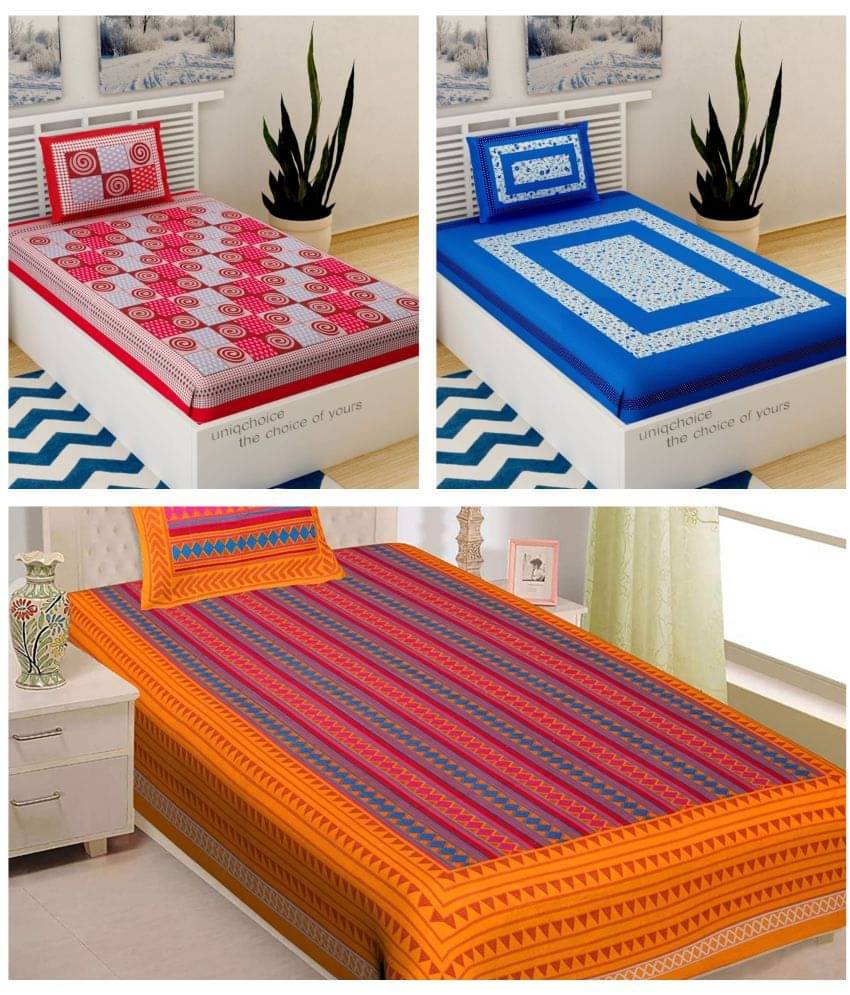     			Uniqchoice Cotton Single Bedsheet ( Multicolor )