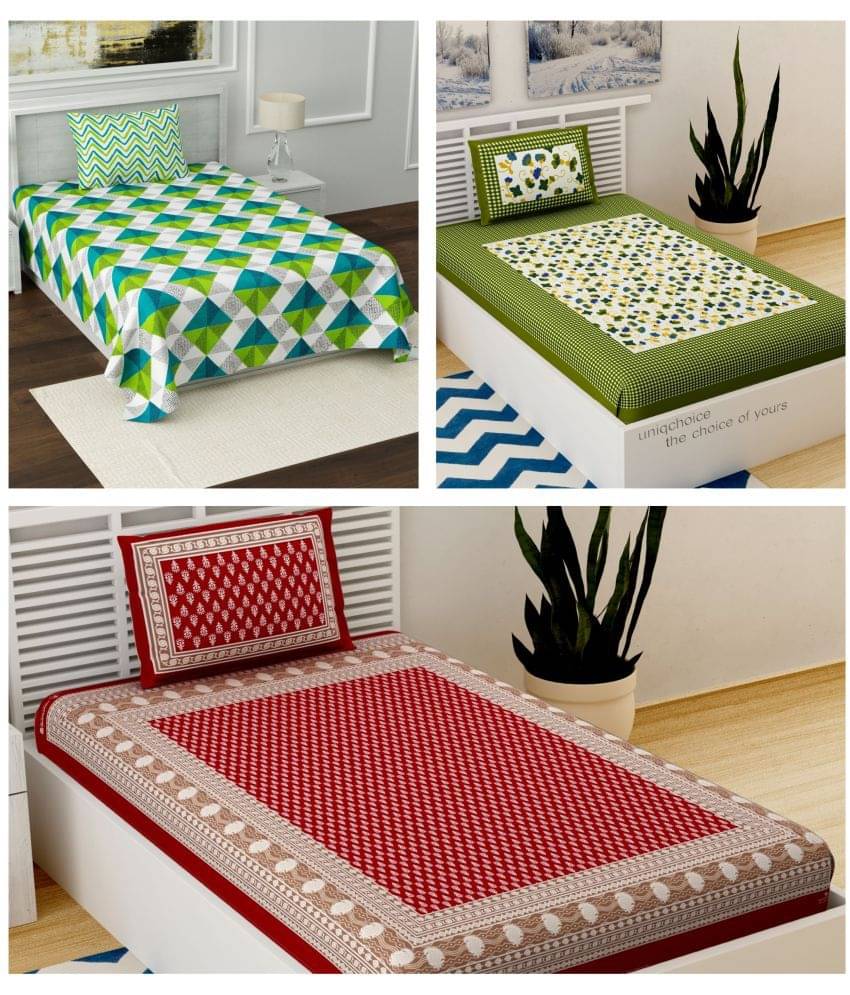 Uniqchoice Cotton Single Bedsheet ( Multicolor ) Uniqchoice Cotton Single Bedsheet ( Multicolor )