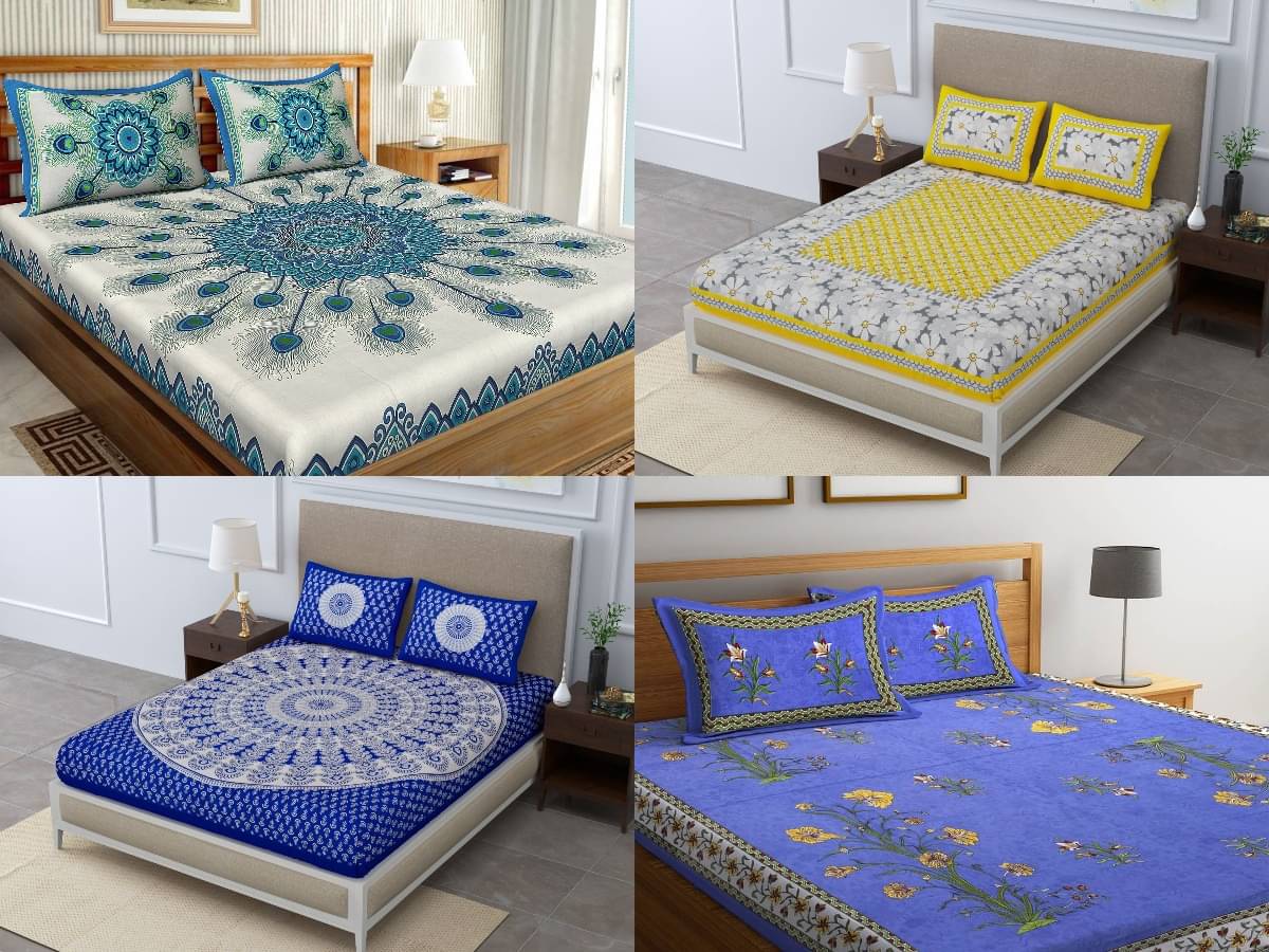     			Uniqchoice Cotton Double Bedsheet ( Multicolor )