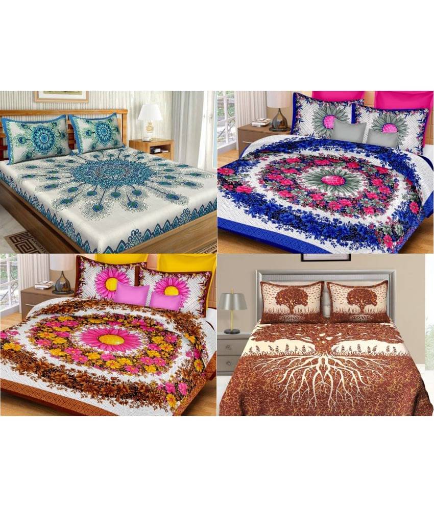     			Uniqchoice Cotton Double Bedsheet ( Multicolor )