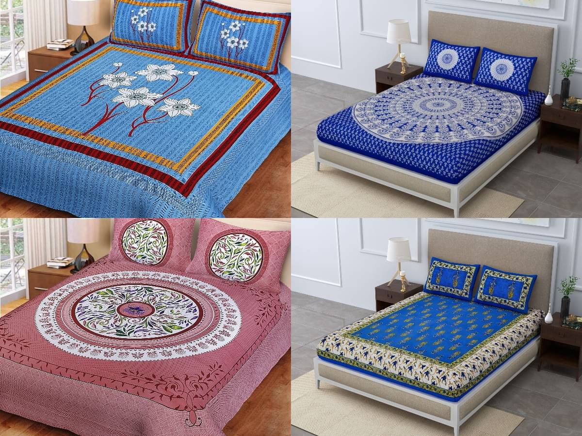     			Uniqchoice Cotton Double Bedsheet ( Multicolor )