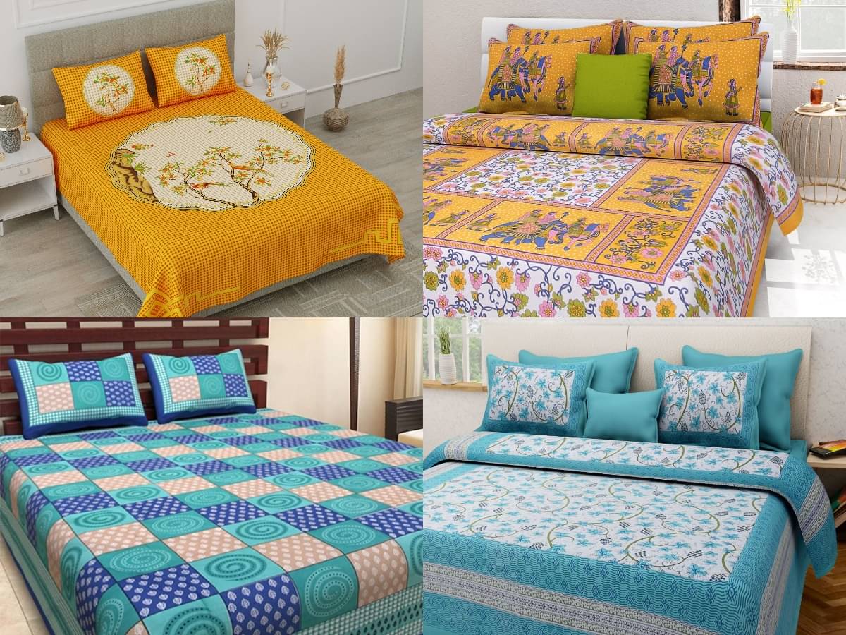     			Uniqchoice Cotton Double Bedsheet ( Multicolor )